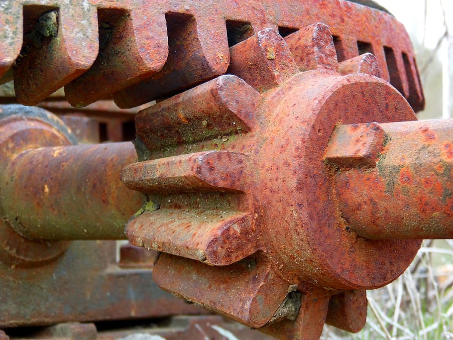 gear, sprockets, mechanism, industry, rusty, iron, old, metal, close-up, machinery