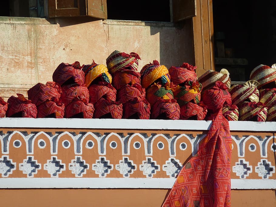 photography, assorted-color turban lot, jaipur, market, rajasthan, architecture, arrangement, built structure, art and craft, day
