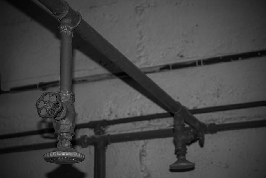 showers, bunker, urbex, cover, black And White, metal, focus on foreground, railing, day, architecture