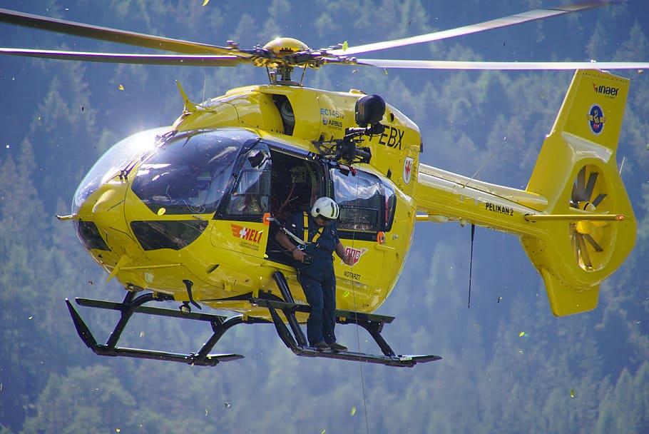 желтый вертолет, вертолет, гражданская защита, пеликан, желтый, спасение, спасение вертолета, пропеллеры, лебедка, ротор