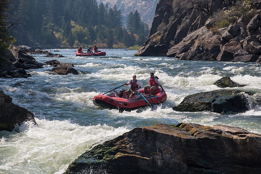 people, riding, boat, body, wate, rafting, river, water, sport, landscape
