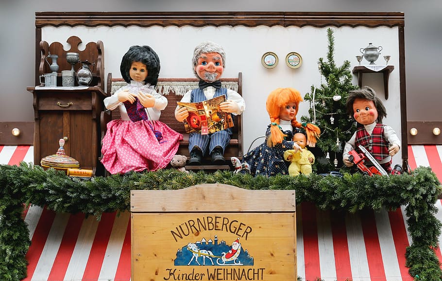 muñecas, teatro de marionetas, personajes de cuentos de hadas, cuentos de hadas, navidad, navidad para niños, navidad buden, mercado de navidad, celebracion, mujeres