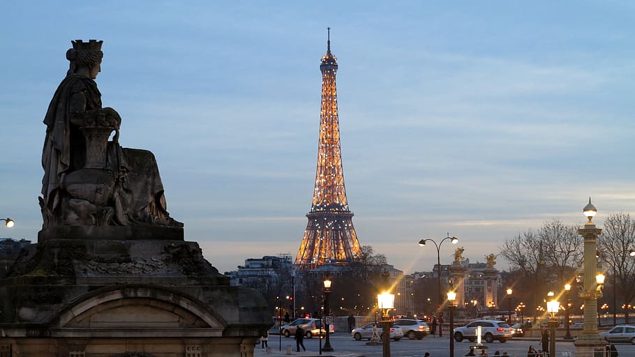 Torre Eiffel, en la noche, París, Francia, Torre Eiffel en la noche, lugar famoso, París - Francia, arquitectura, Europa, destinos de viaje