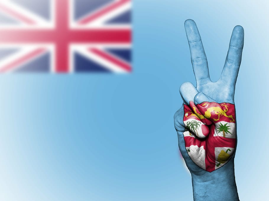 Signo de la mano de paz, Fiji, paz, mano, nación, fondo, banner, colores, país, bandera
