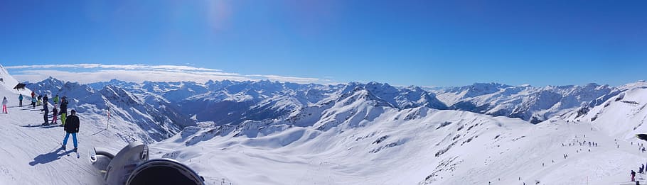 Panorama, Vorarlberg, Grasjoch, esqui, neve, sol, inverno, dirigir, branco, clima imperial