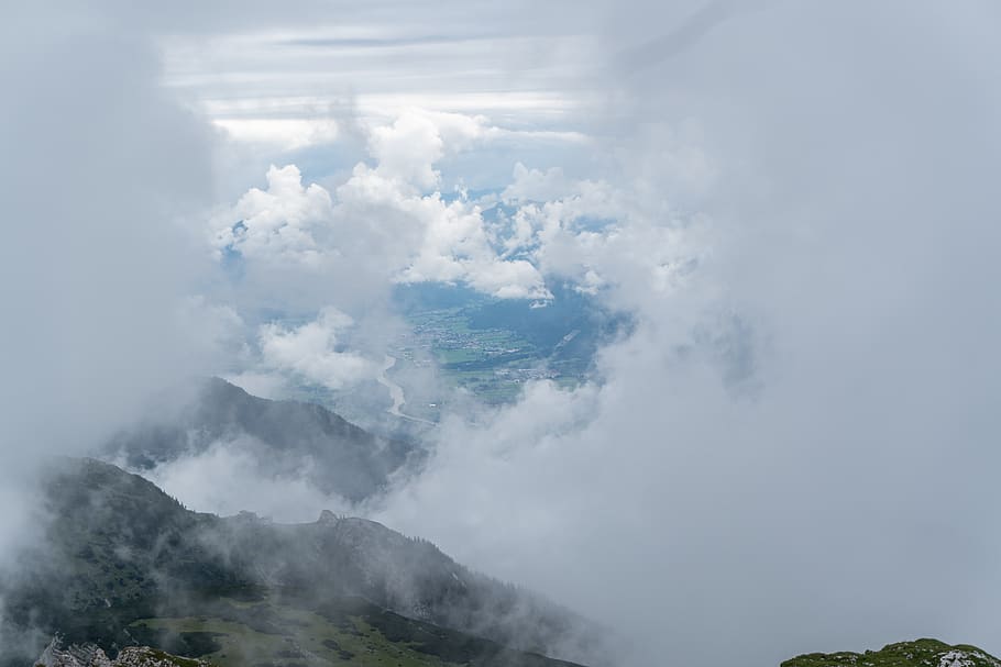 clouds, mountains, inntal, innsbruck, landscape, sky, nature, mountain, alpine, outdoors
