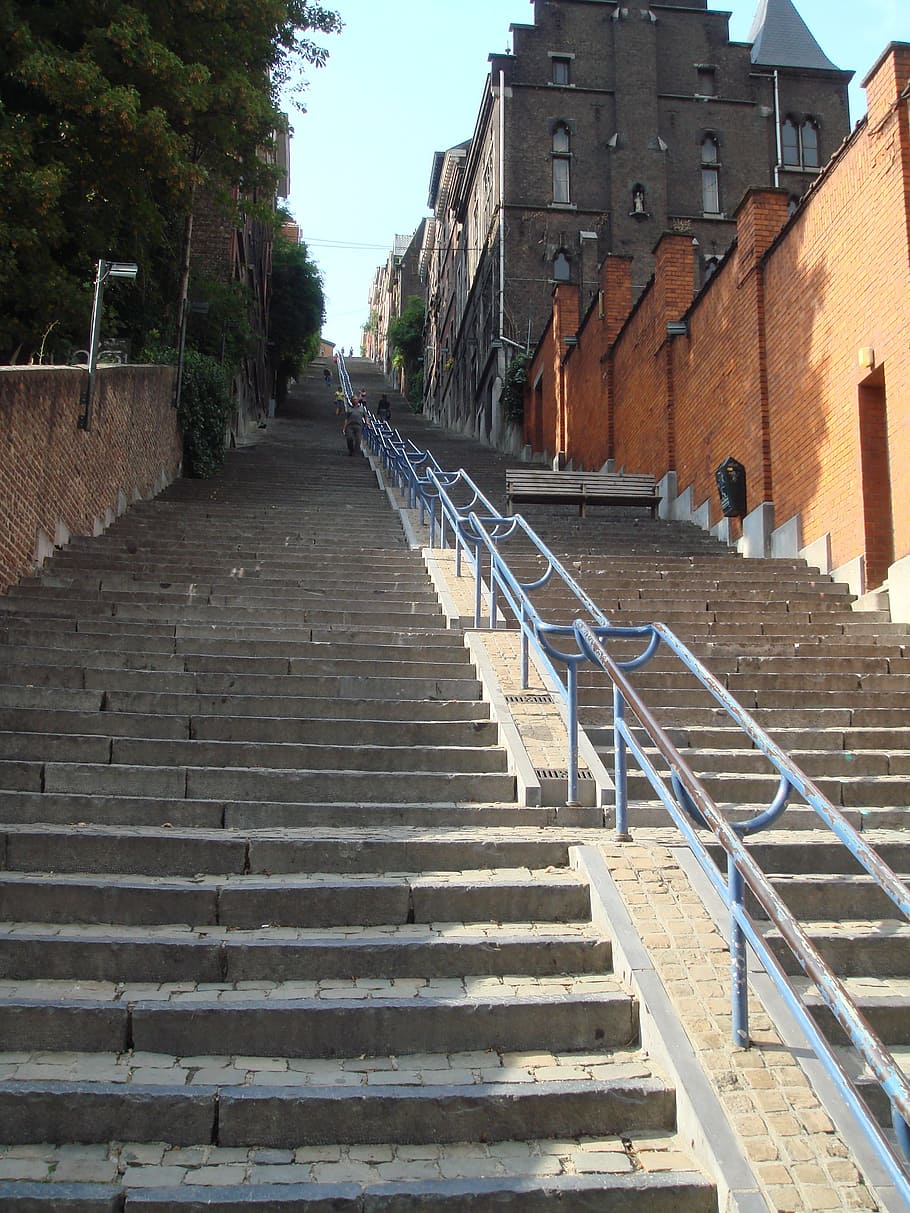 Liège, Viagens, Bélgica, Escadas, Edifício, escada, ascendente, degraus, escadaria, degraus e escadarias