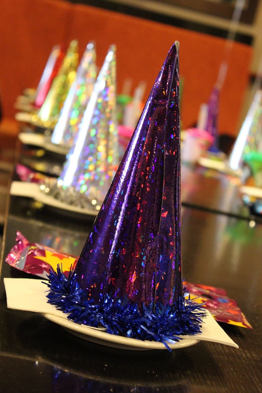 glittered, purple, party hat, glitter, hat, holiday, celebration, fun, birthday, accessory