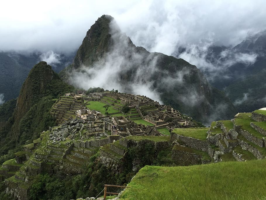 Machu, Picchu, Mountain, Rainy Day, machu, picchu, nature, machu Picchu, landscape, scenics, terraced Field