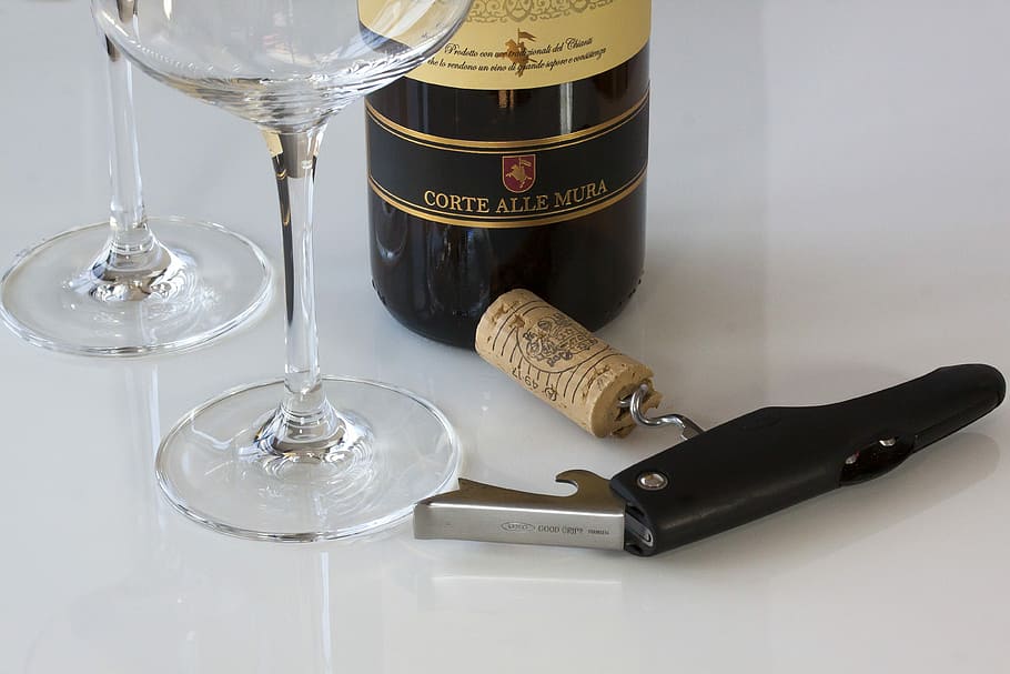wine, wine corks, corkscrew, drink, glass, food, alcohol, cork - stopper, wineglass, food and drink