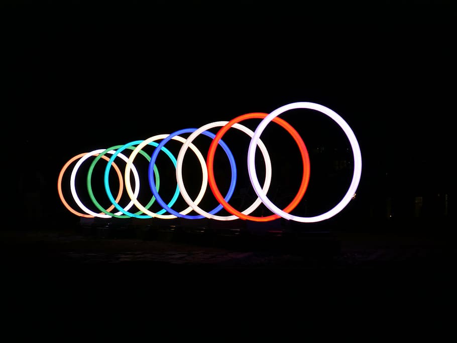 rings, lit, light, ring, lighting festival, amsterdam, colo, colors, lights, lighting