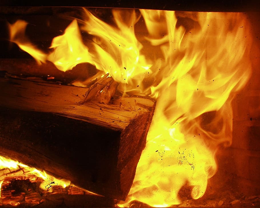 fire, pit, wood, hot, dry, flames, night, fireplace, glowing, shine
