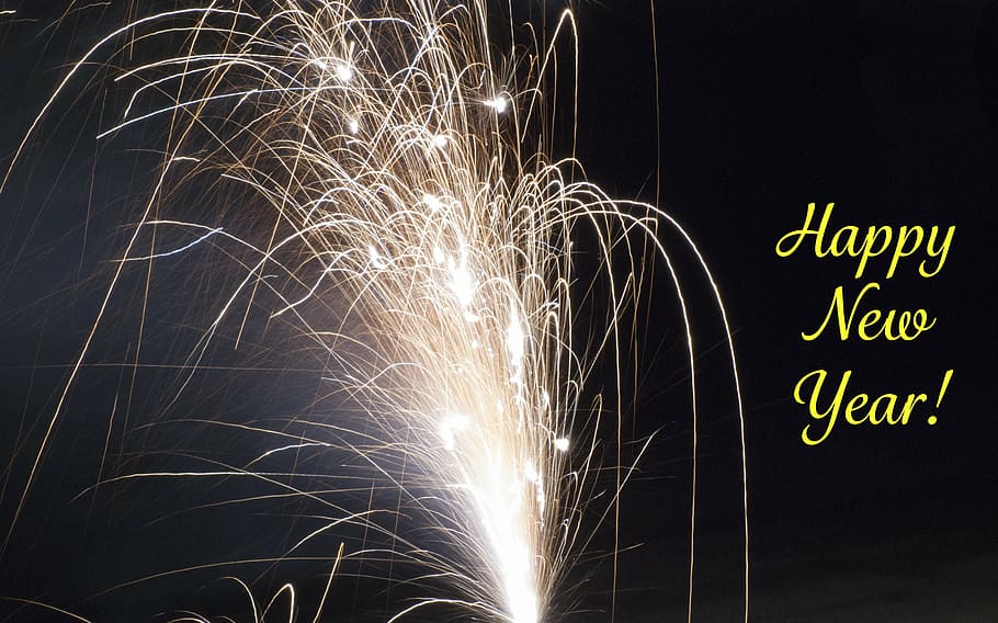 firecracker, text overlay, happy new year, fireworks, celebrate, new year celebration, bright, celebration, night, sparkler