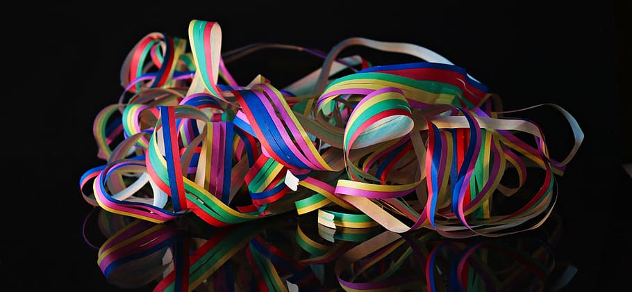 assorted-color ribbons, streamer, carnival, party, colorful, fun, deco, party articles, color, celebrate