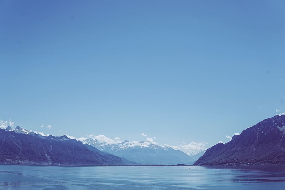 suíça, lago genebra, lago, azul, tranquilo, pacífico, suíço, paisagem, montanhas, natureza