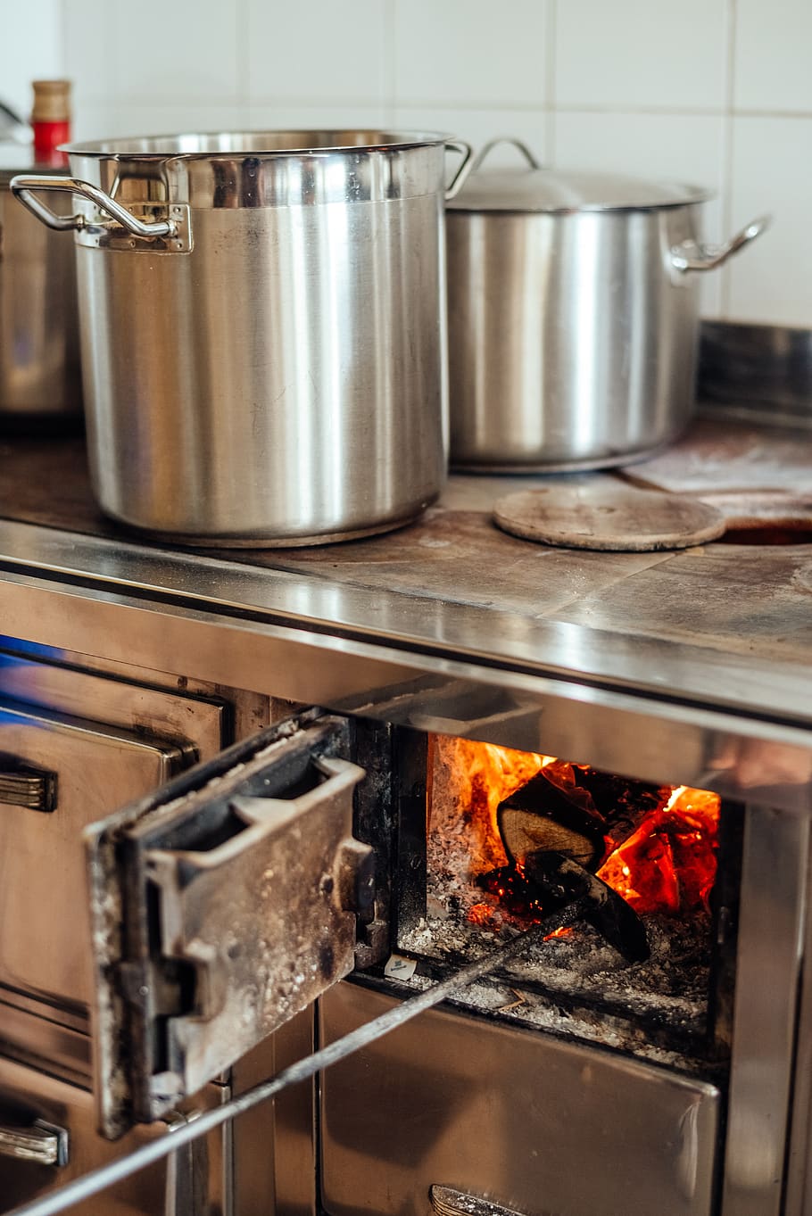 api kayu, memasak, panci, kompor, tua, oven, kompor pembakaran kayu, perapian, alat, suhu panas