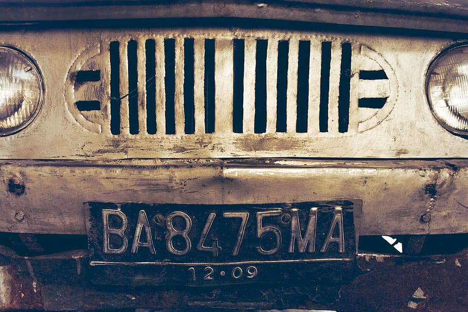 old car, vintage, retro, classic car, license plate, old, old-fashioned, retro styled, obsolete, rusty