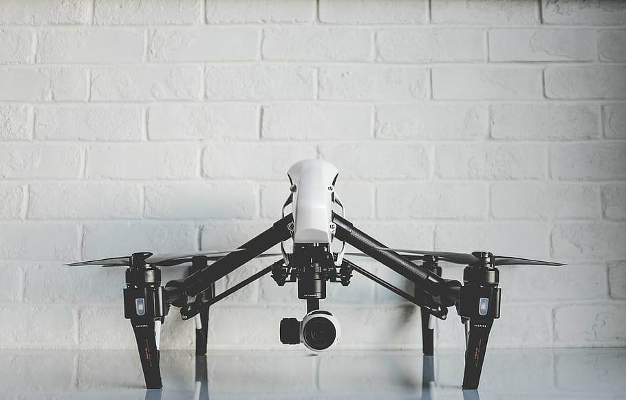 white, black, drone, wall, aerial, helicopter, camera, photography, technology, camera - Photographic Equipment