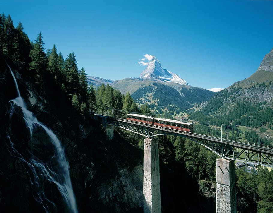 Matterhorn, Tren, Viaducto, Puente, montaña, acueducto, naturaleza, paisaje, puente - Estructura artificial, Alpes europeos