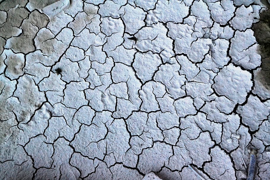 dried soil surface, broken paint pattern, white, crackles, paint, broken, texture, old, rough, surface