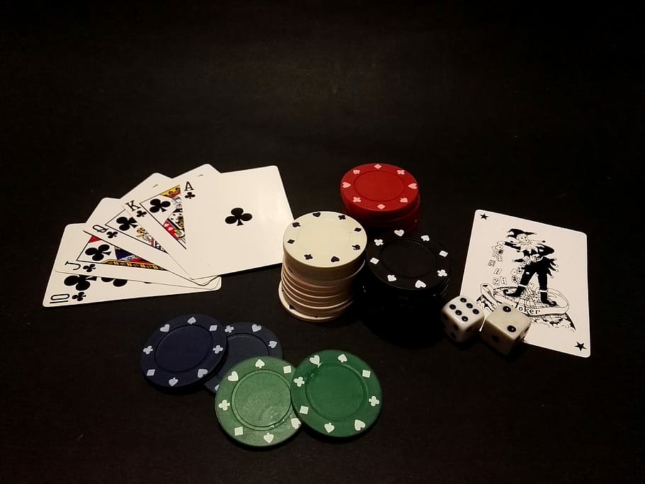 poker chips, royal, flush, playing, cards, dice, Poker, Cards, Card Game, Casino, poker