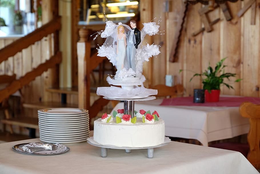Wedding Cake, Bride And Groom, Pair, bride, groom, husband, wife, celebration, woman, man