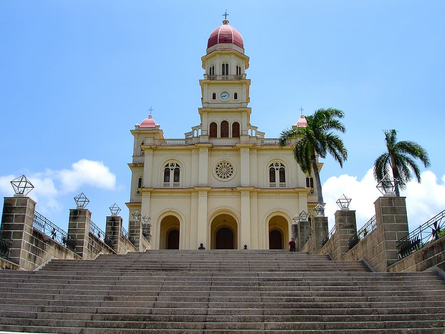 cathedral, santiago de cuba, cuba, church, trap, architecture, built structure, building exterior, sky, staircase