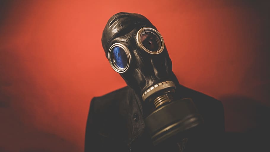 black gas mask, people, man, guy, mask, gas mask, black, wall, dark, protection