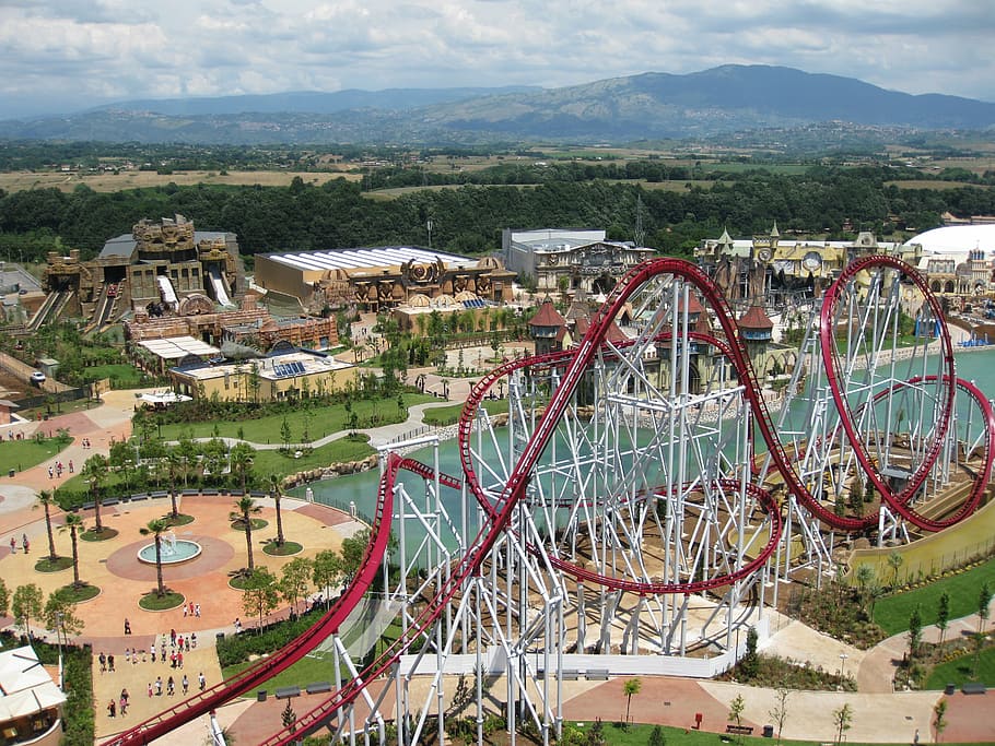 rollercoaster, rainbow magicland, attraction, looping, fun, amusement park, ride, entertainment, speed, thrill