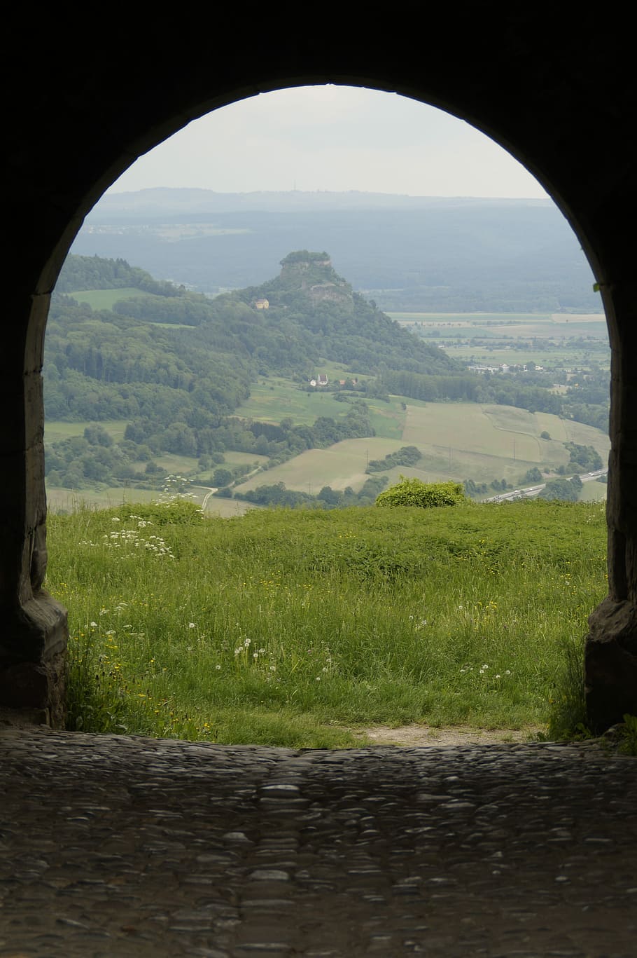 Outlook, Hohentwiel, Hegau, Volcano, volcanic cones, archway, window, goal, distant view, good view