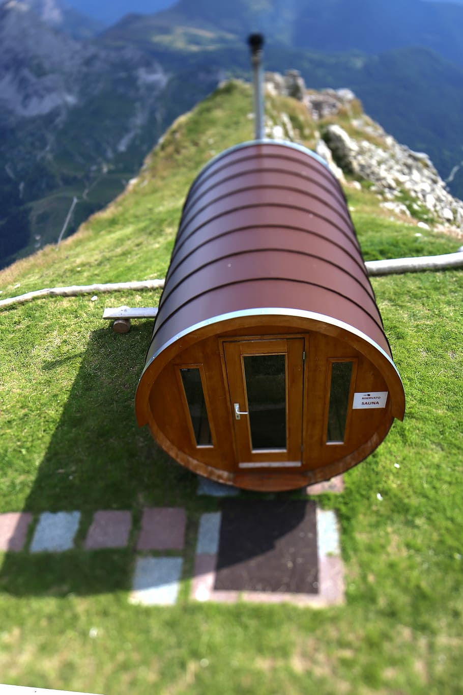 Dolomite, Sauna, Mountain, Peak, mountain sauna, mountain, peak, cabin, grass, outdoors, day