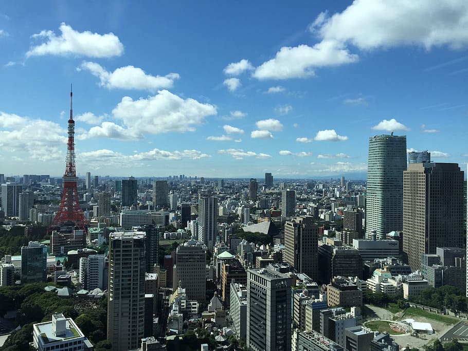 aéreo, fotografía, paisaje urbano, durante el día, Tokio, Japón, ciudad, oficina, Toranomon Hills, lugar de trabajo