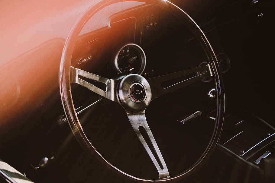 old, retro, car, Steering wheel, various, cars, chrome, transportation, old-fashioned, close-up