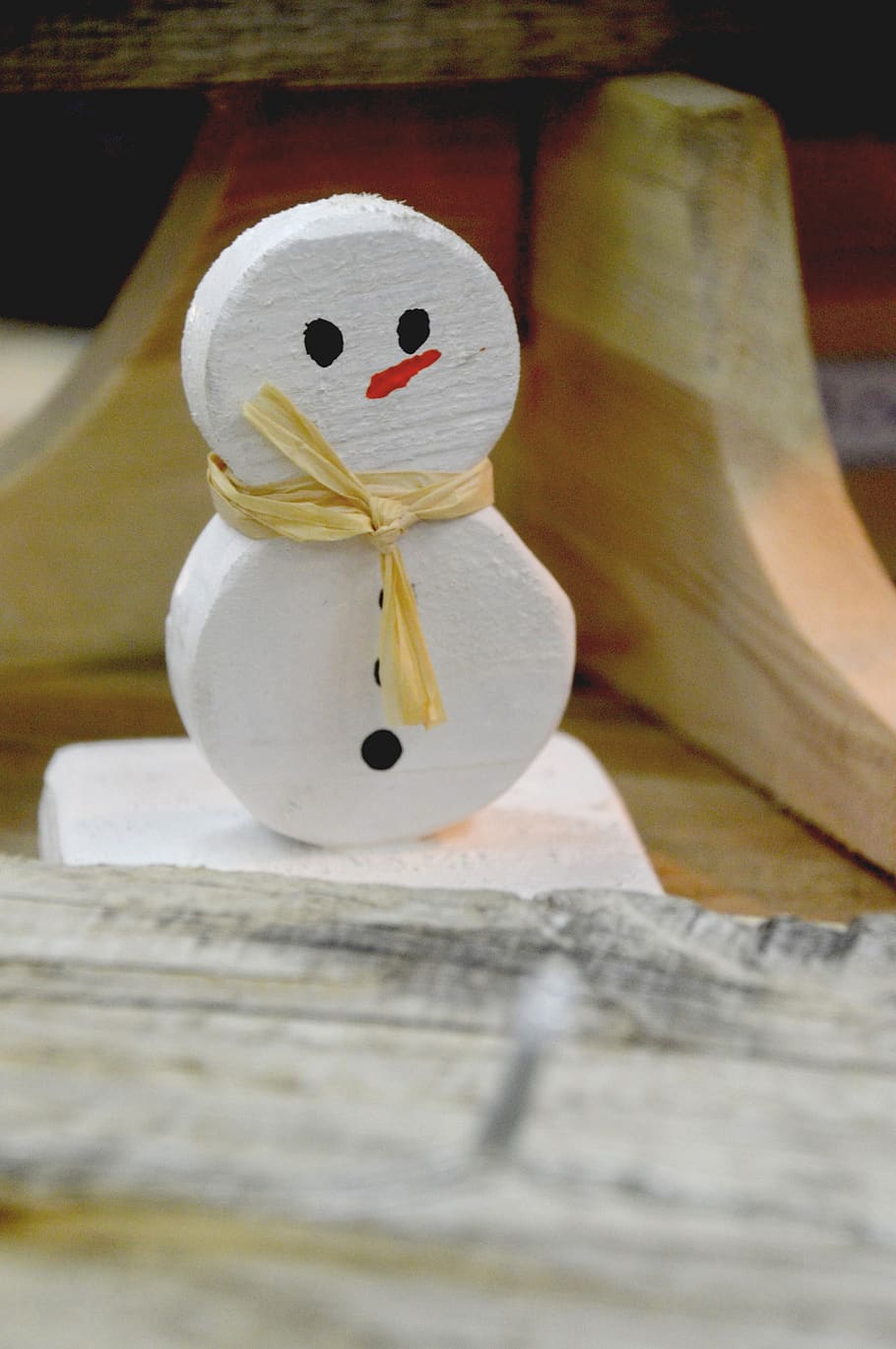 ornament, christmas, decoration, figurine, snowman, wood, crafts, white, design, handmade
