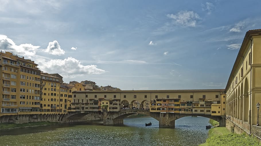 Italia, Florencia, Ponte Vecchio, puente, arquitectura, históricamente, edificio, hito, estructura construida, agua