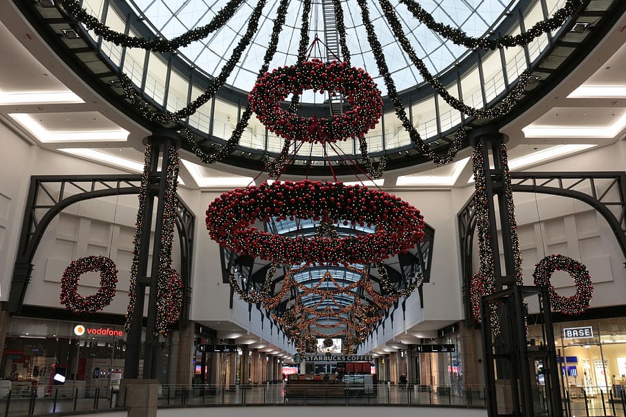 centro, oberhausen, shopping centre, christmas decoration, built structure, architecture, ceiling, hanging, lighting equipment, indoors