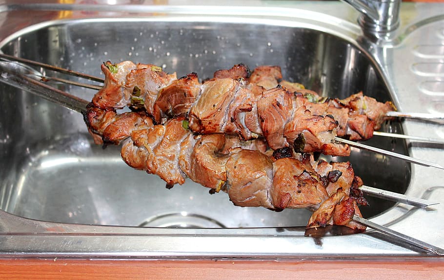 shish kebab, food, fried meat, skewers, vacation, tasty, food and drink, meat, freshness, indoors
