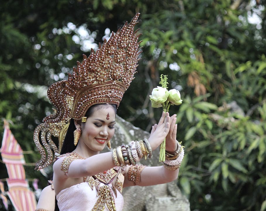dançarina, tailandês, tailândia, cultura, tradicional, camboja, tradição, ásia, menina, religião