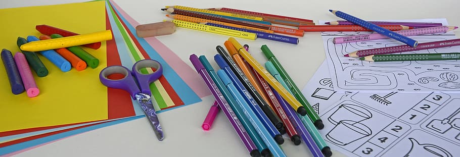 pens and crayons, felt tip pens, colored pencils, crayons, pens, draw, color, colour pencils, colorful, paint