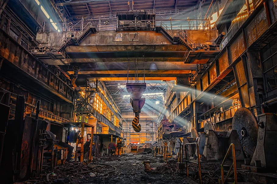 factory, industry, factory building, crane, steel mill, industrial plant, abandoned, pfor, mood, lost places