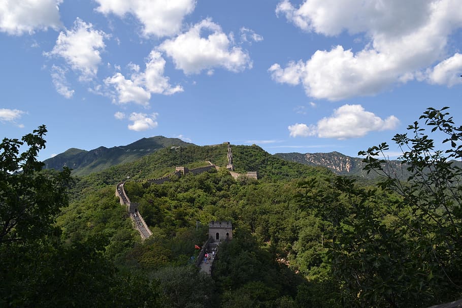 tembok besar, cina, asia, timur, tengara, beijing, kuno, gunung, turis, pemandangan
