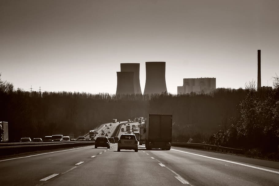 ruhr area, highway, industry, lifeline, noise, pollution, environment, auto, exhaust gases, environmental protection