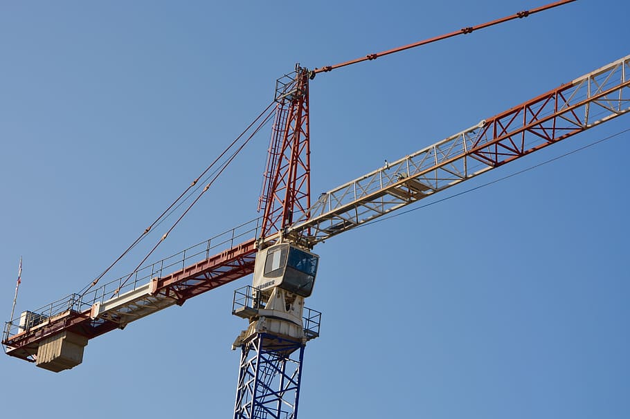 crane, situs, kabin, mengangkat, bangunan, pekerjaan, lengan, industri, crane - mesin konstruksi, industri konstruksi