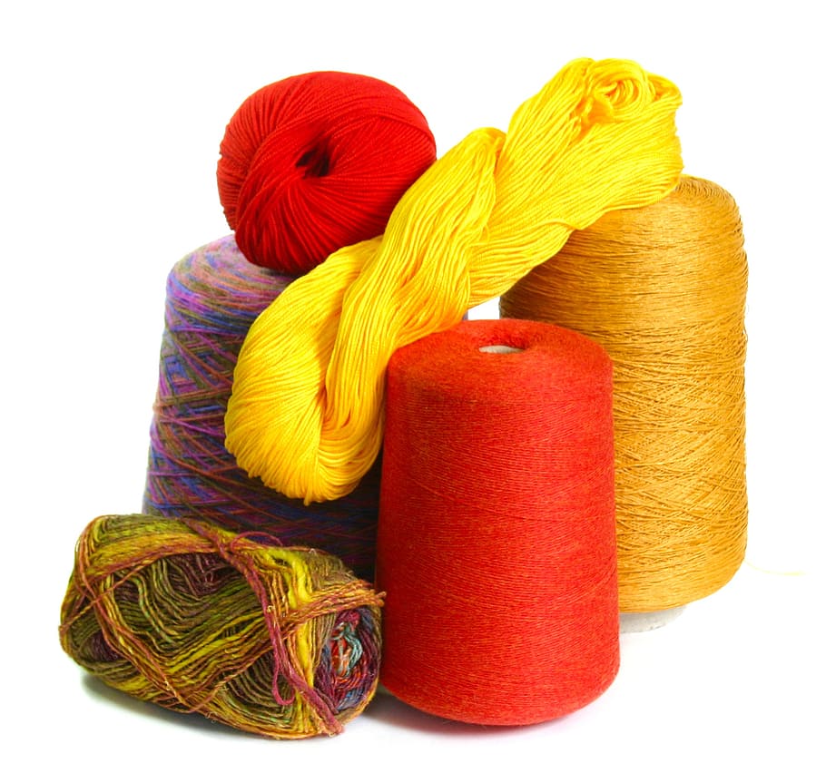yarn, thread, knitting, needlework, to knit, white background, studio shot, still life, indoors, art and craft