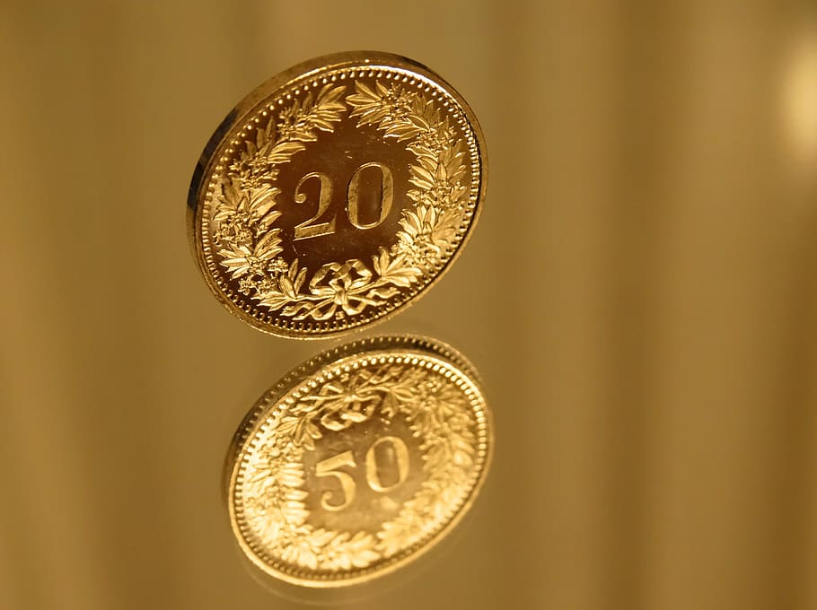 twenty, cent coin, Twenty Cent Coin, Reflection, coin, currency, photos, gold coin, model, public domain