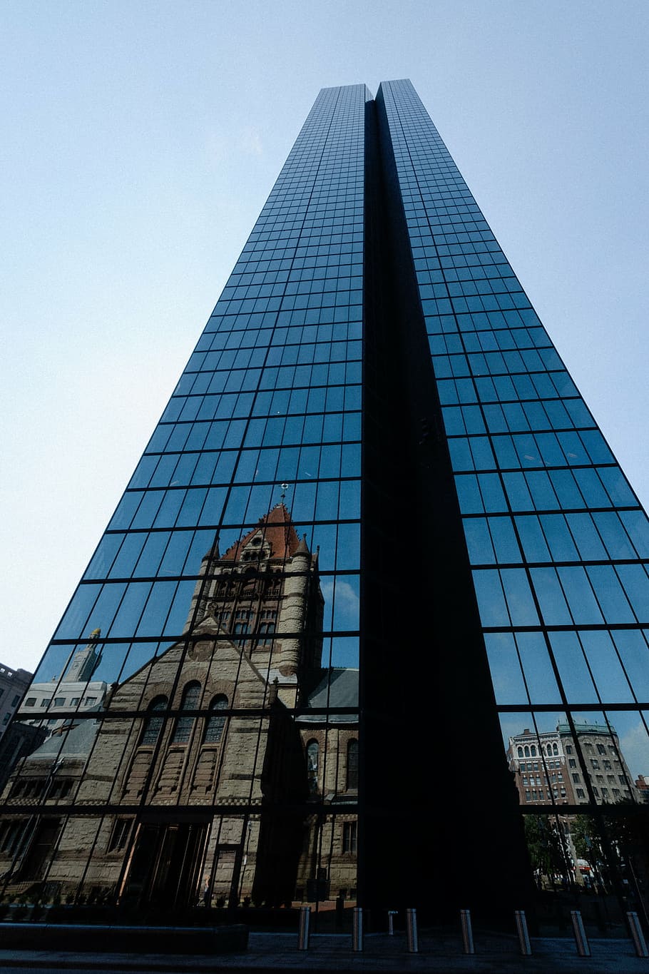 low-angle photo, glass tower building, buildings, city, architecture, structure, glass, reflection, skyscraper, office Building