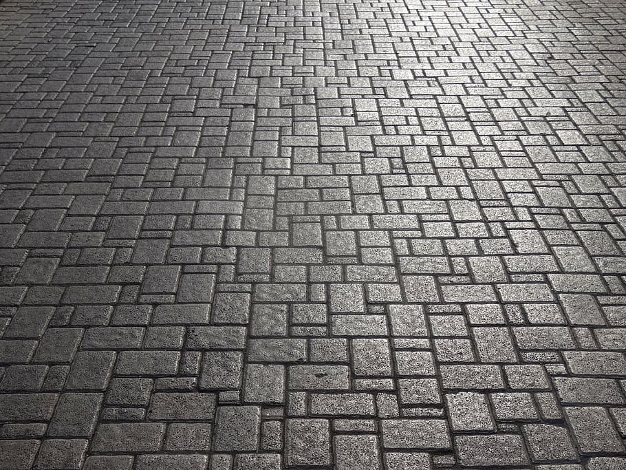 pavimento de concreto cinza, remendo, pedra de pavimentação, pedras, padrão, estrada, revestimento, estrutura, textura, terreno
