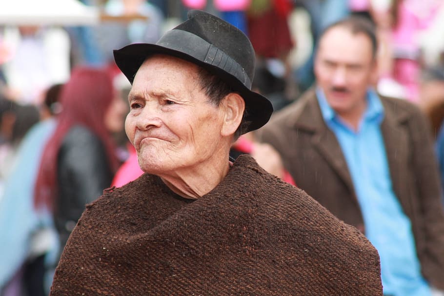 selective, focus photography, man, grandfather, peasant, colombia, senior adult, hat, clothing, men