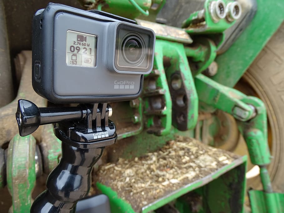 go pro, tractor, camera, video, gopro, technology, close-up, machinery, day, control