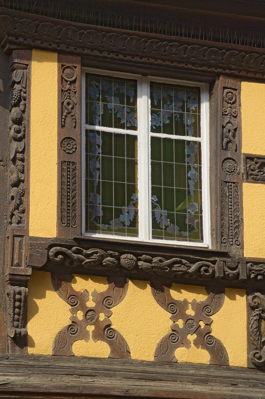 Truss, Window, France, Alsace, Riquewihr, architecture, building Exterior, house, facade, old